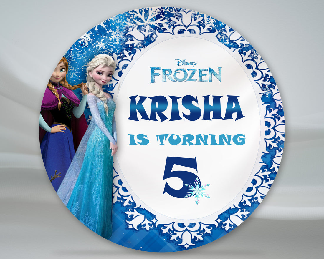 PSI Frozen Theme Personalized Round Backdrop