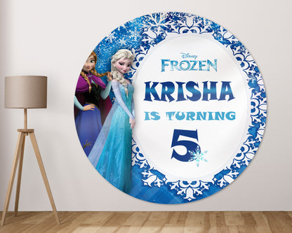 Frozen Theme Personalized Round Backdrop