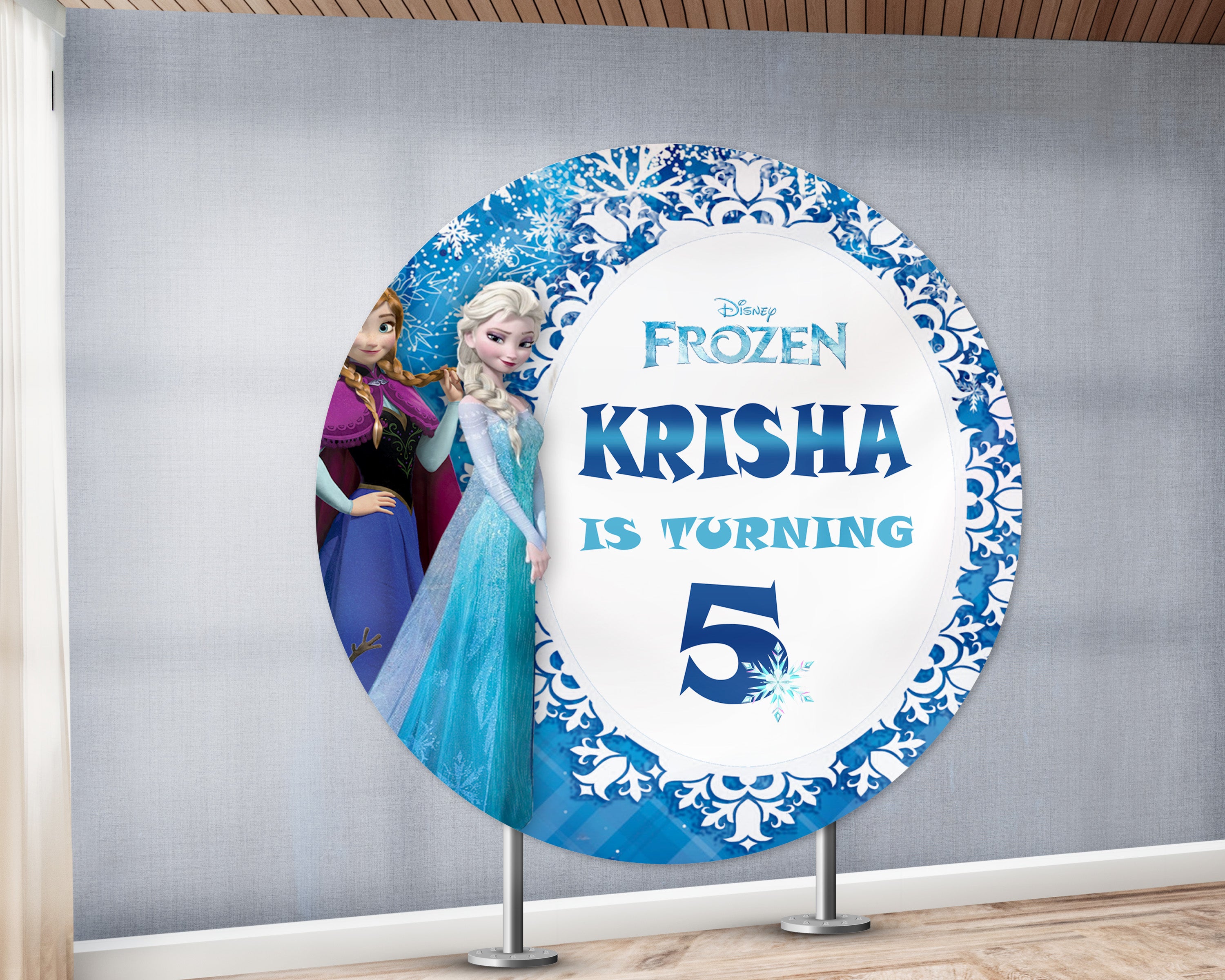 PSI Frozen Theme Personalized Round Backdrop