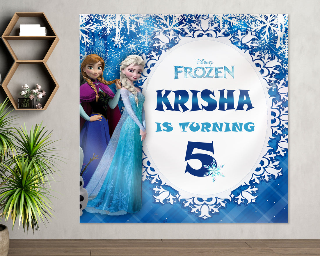 PSI Frozen Theme Personalized Square Backdrop