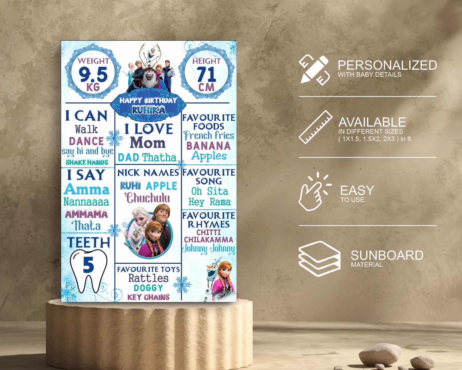 Frozen Theme White Customized Chalkboard