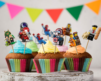 LegoTheme Customized Cup Cake Topper
