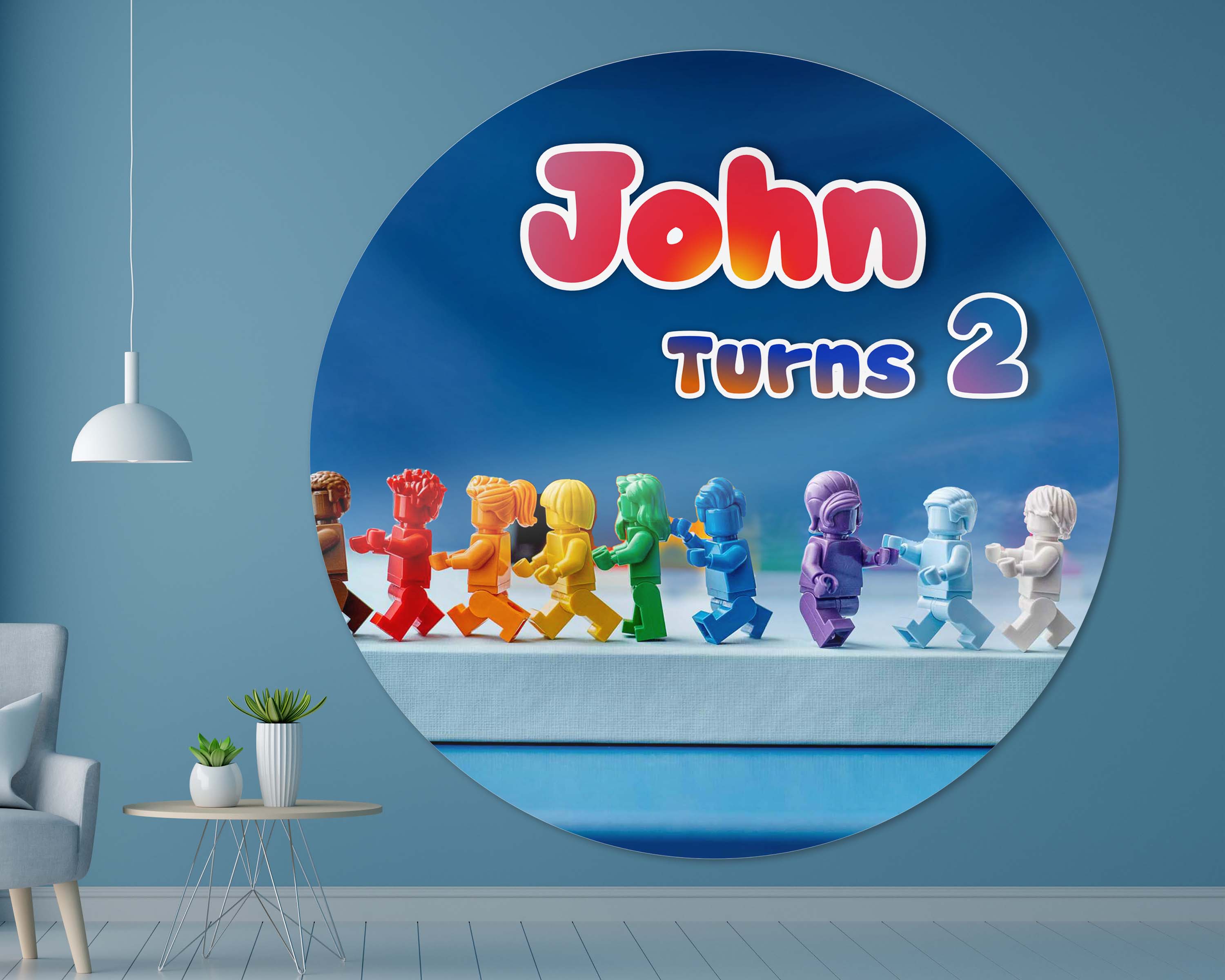 Lego Theme Personalized Round Backdrop