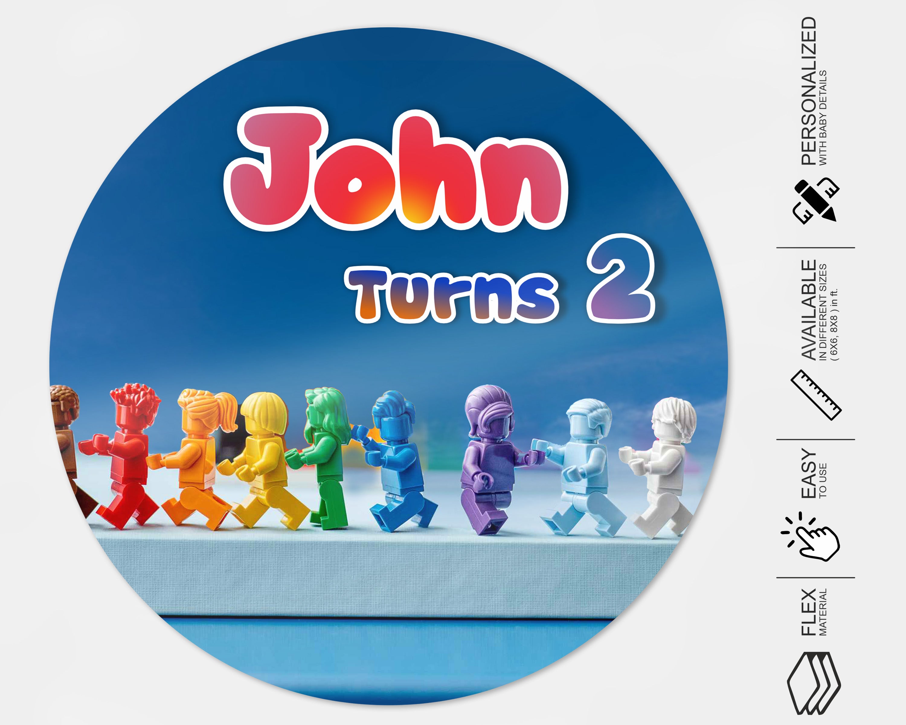 Lego Theme Personalized Round Backdrop