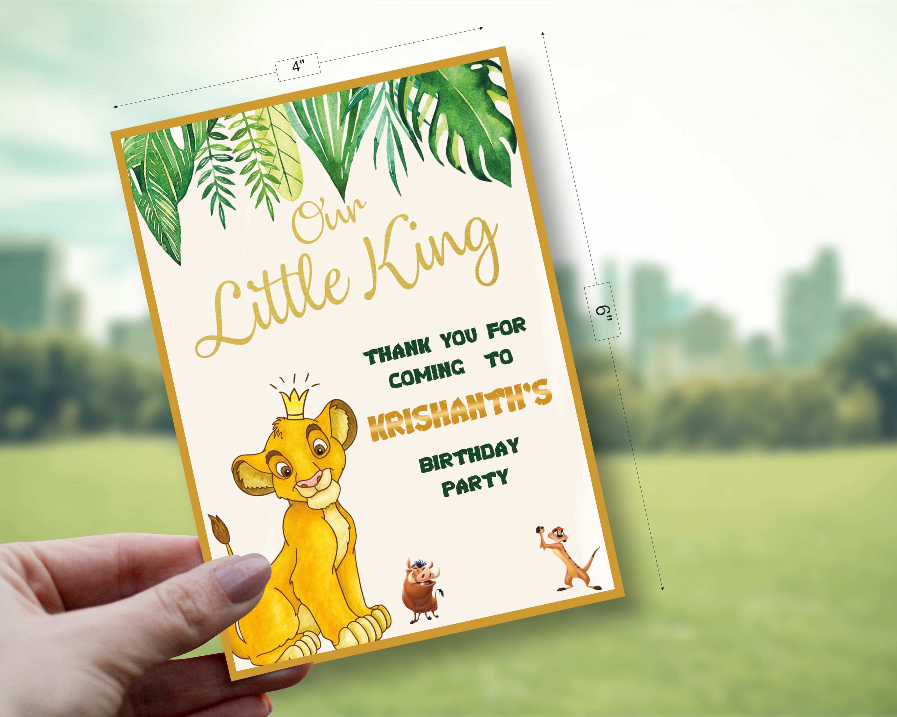 Lion King Theme Thank You Card