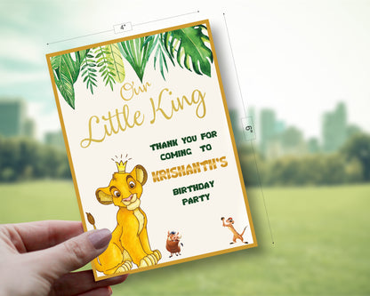 Lion King Theme Thank You Card