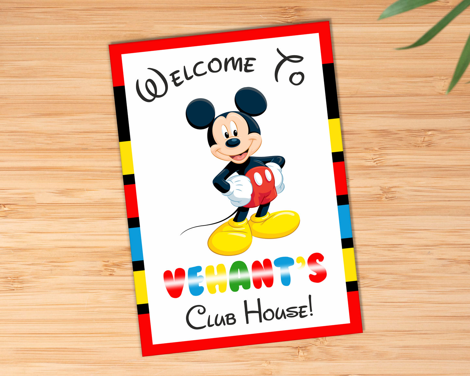 PSI Mickey Mouse Customized Welcome Board