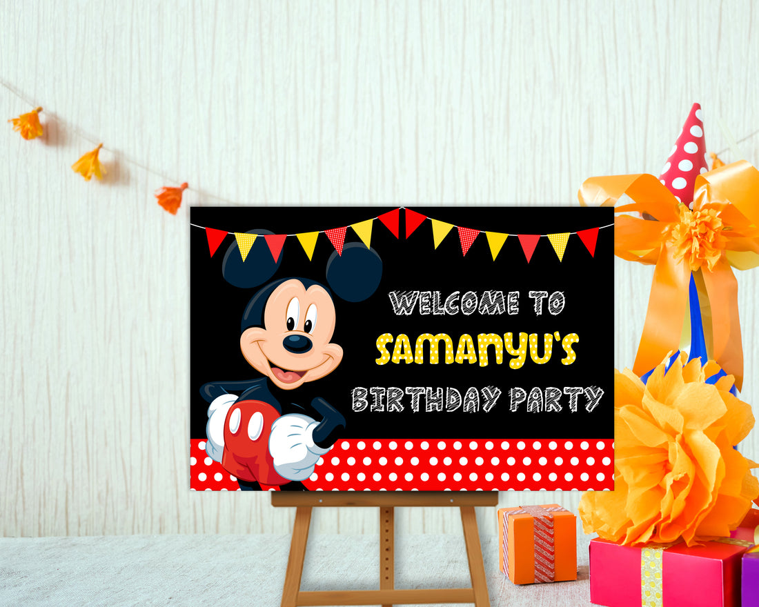 Mickey Mouse Customized with Baby details Welcome Board