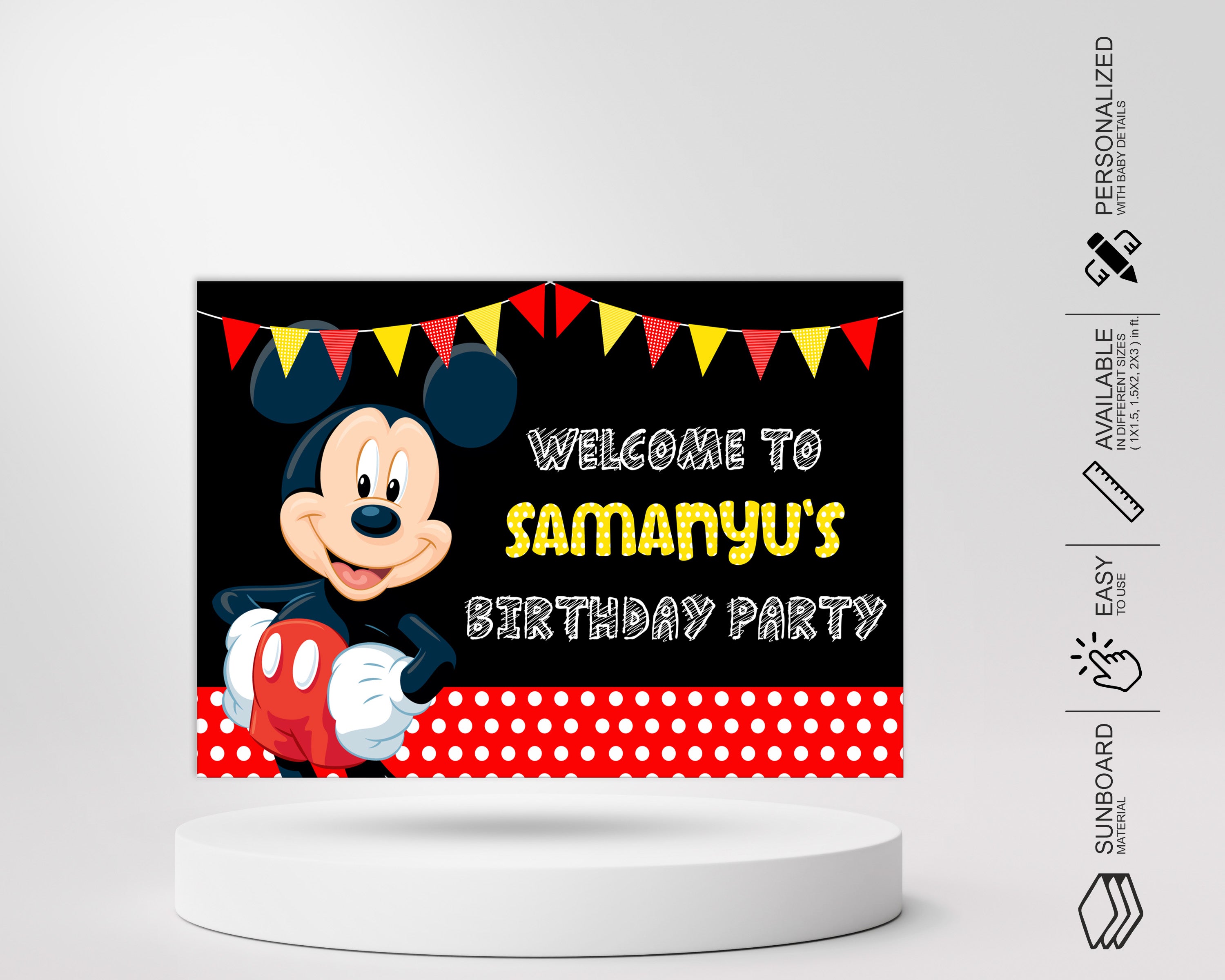 PSI Mickey Mouse Customized with Baby details Welcome Board
