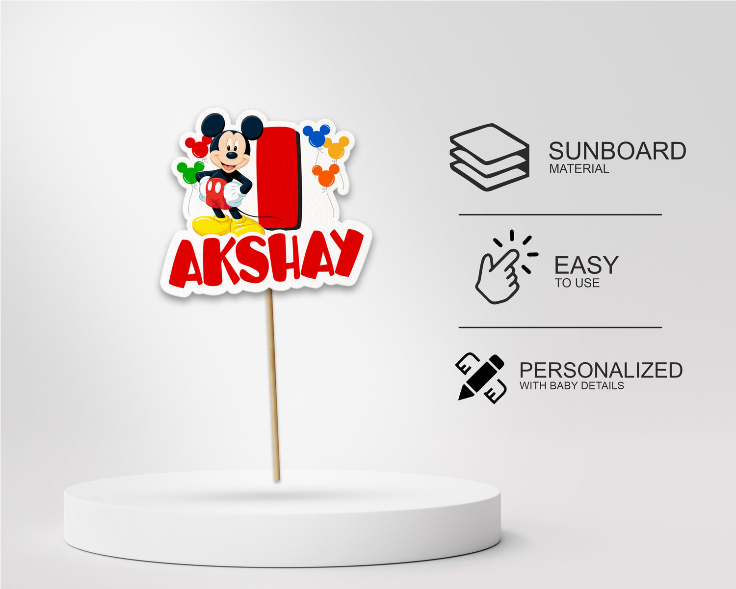 PSI Mickey Mouse Personalized Cake Topper