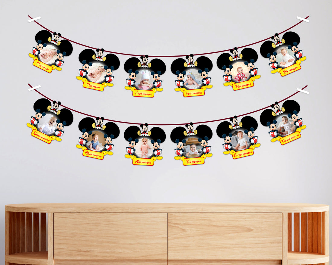 Mickey Mouse Theme 12 Months Photo Banner