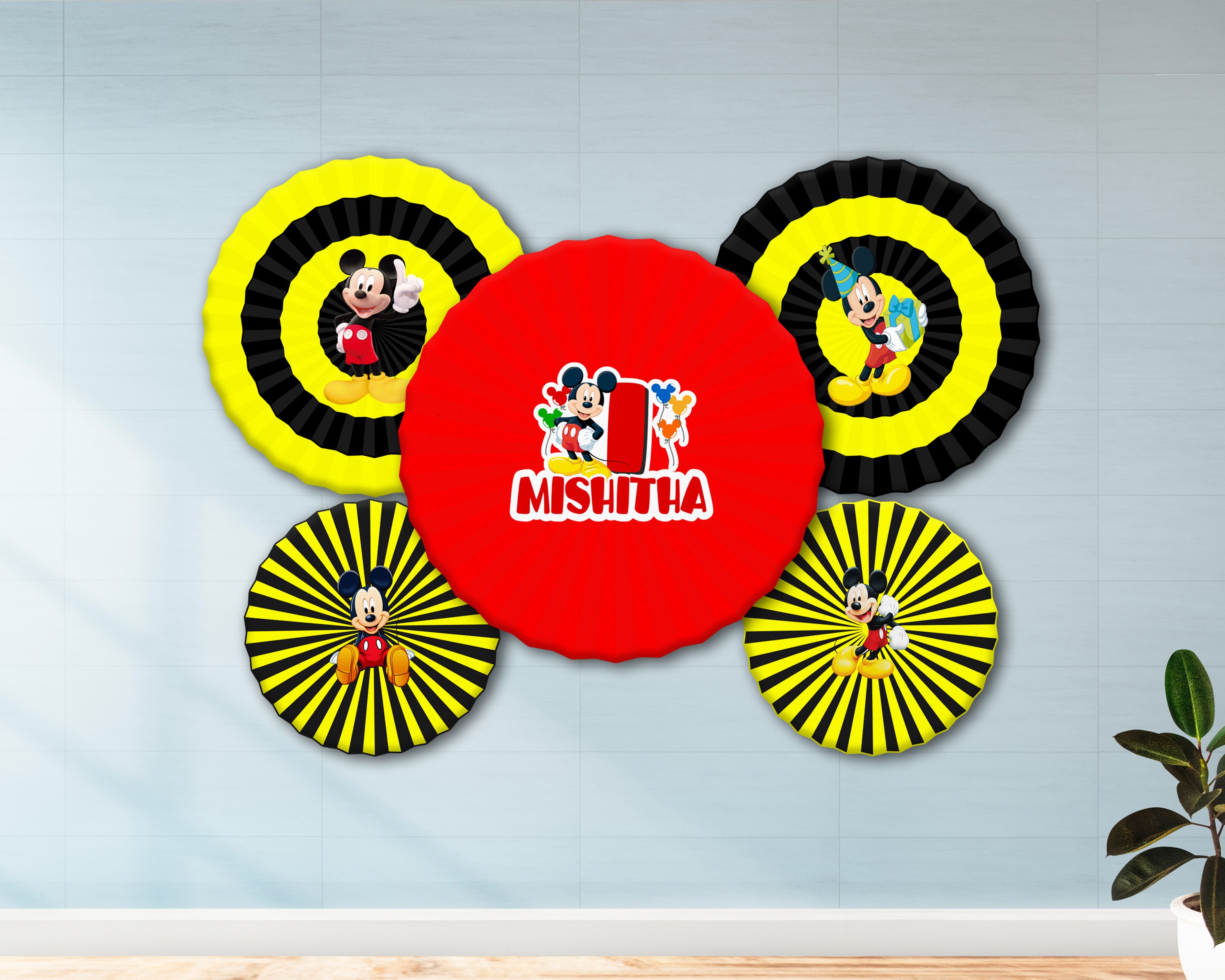Mickey Mouse Theme Paper Fan