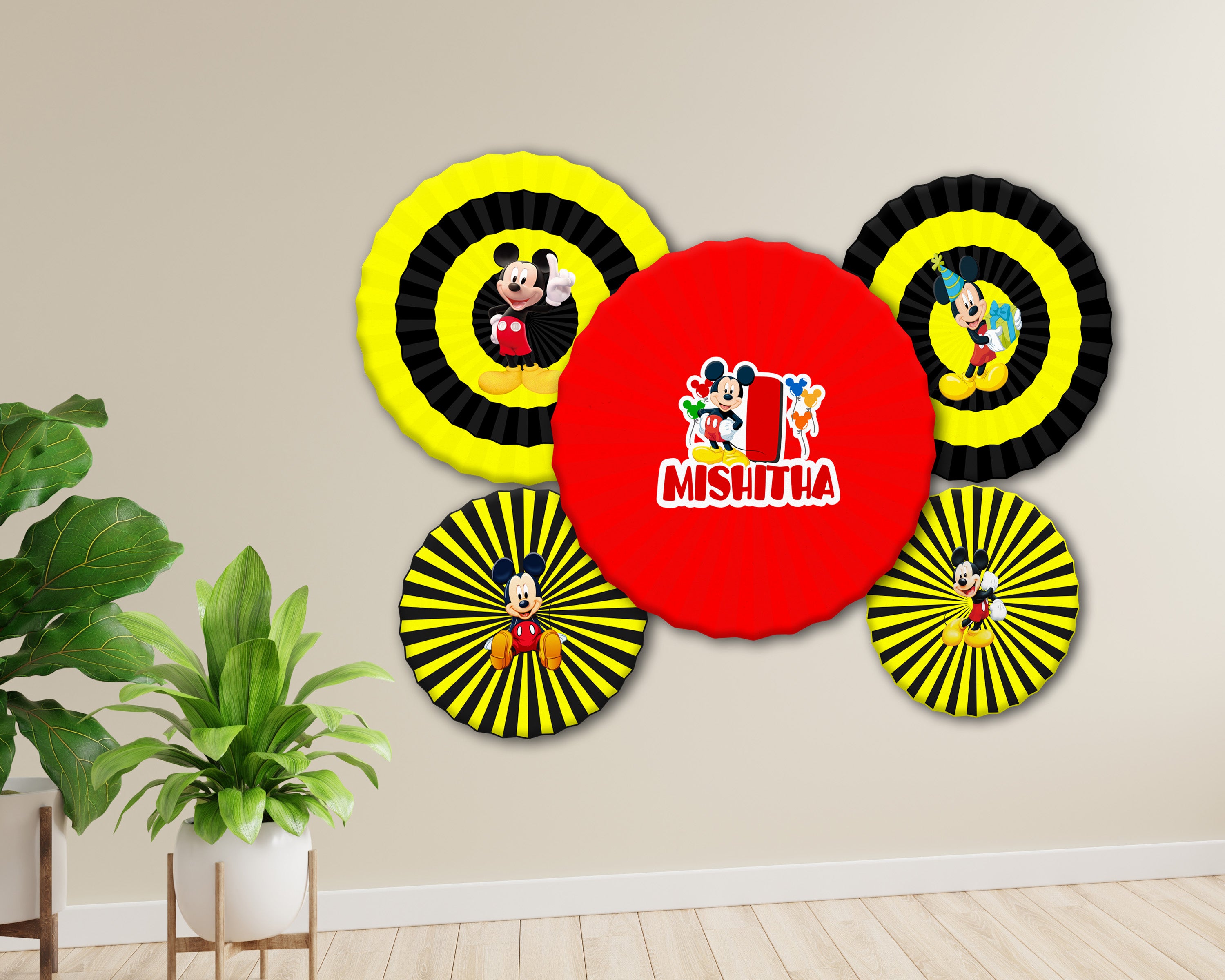 Mickey Mouse Theme Paper Fan