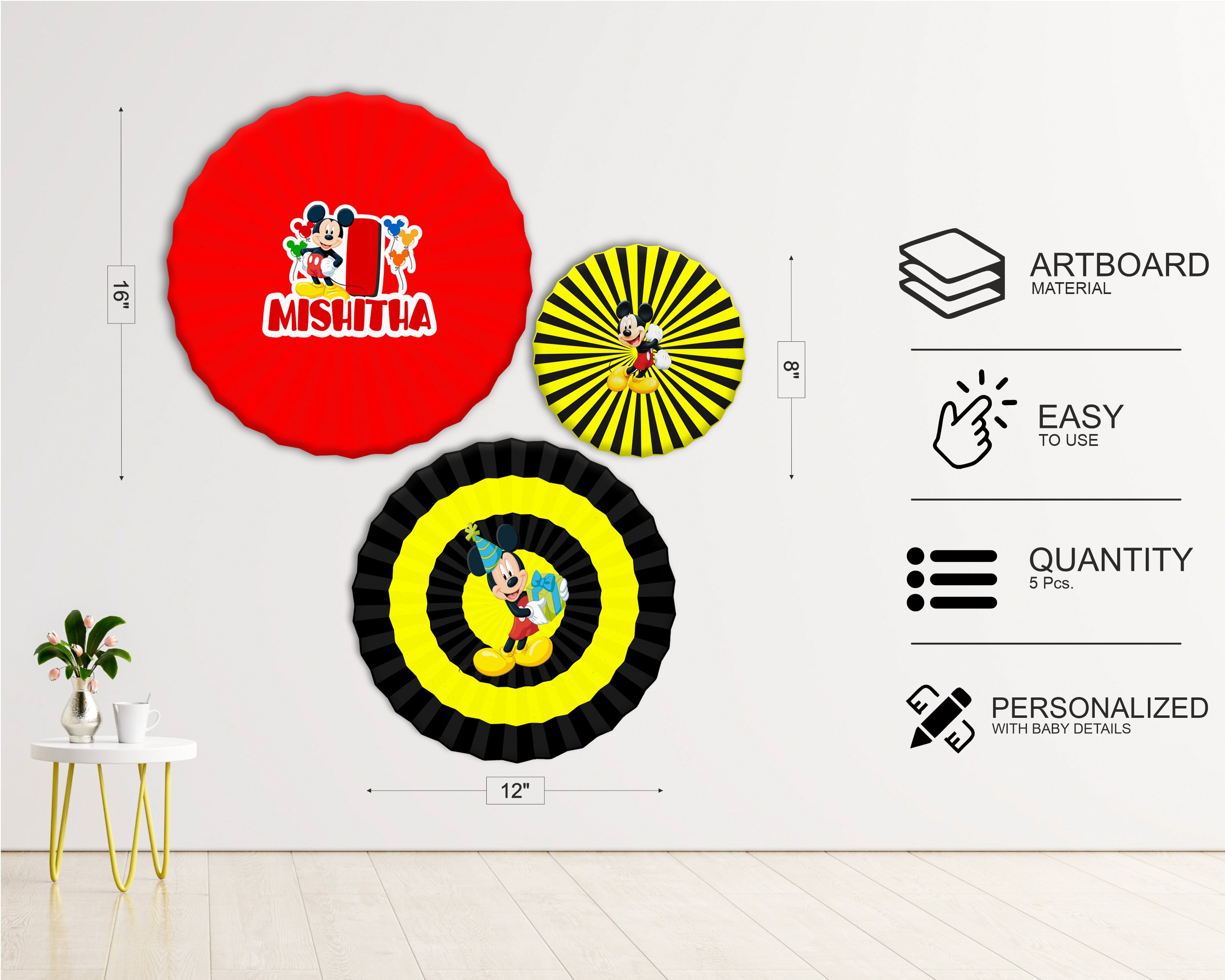 Mickey Mouse Theme Paper Fan