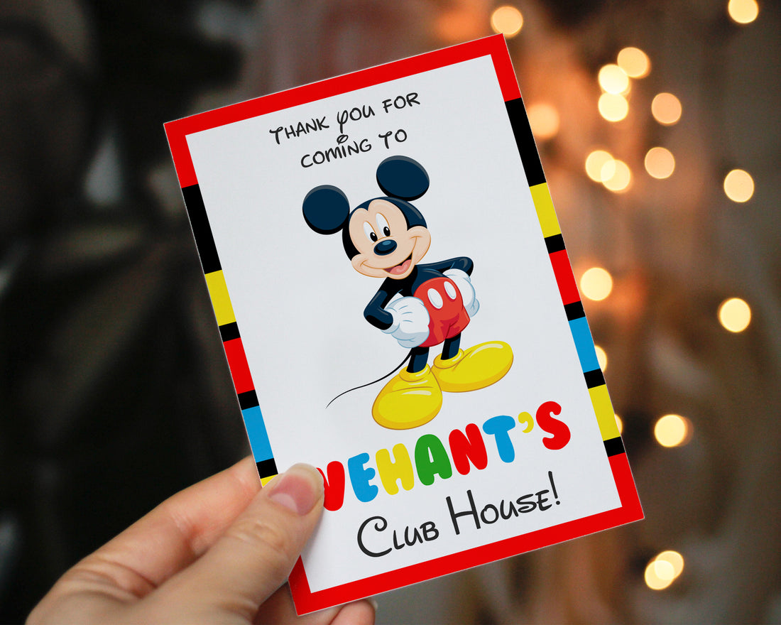 Mickey Mouse Theme Thank You Card