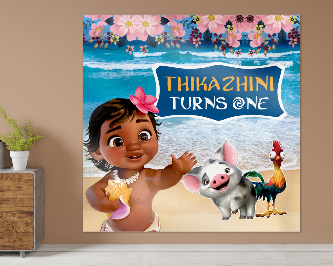 Moana Theme Personalized Square Backdrop