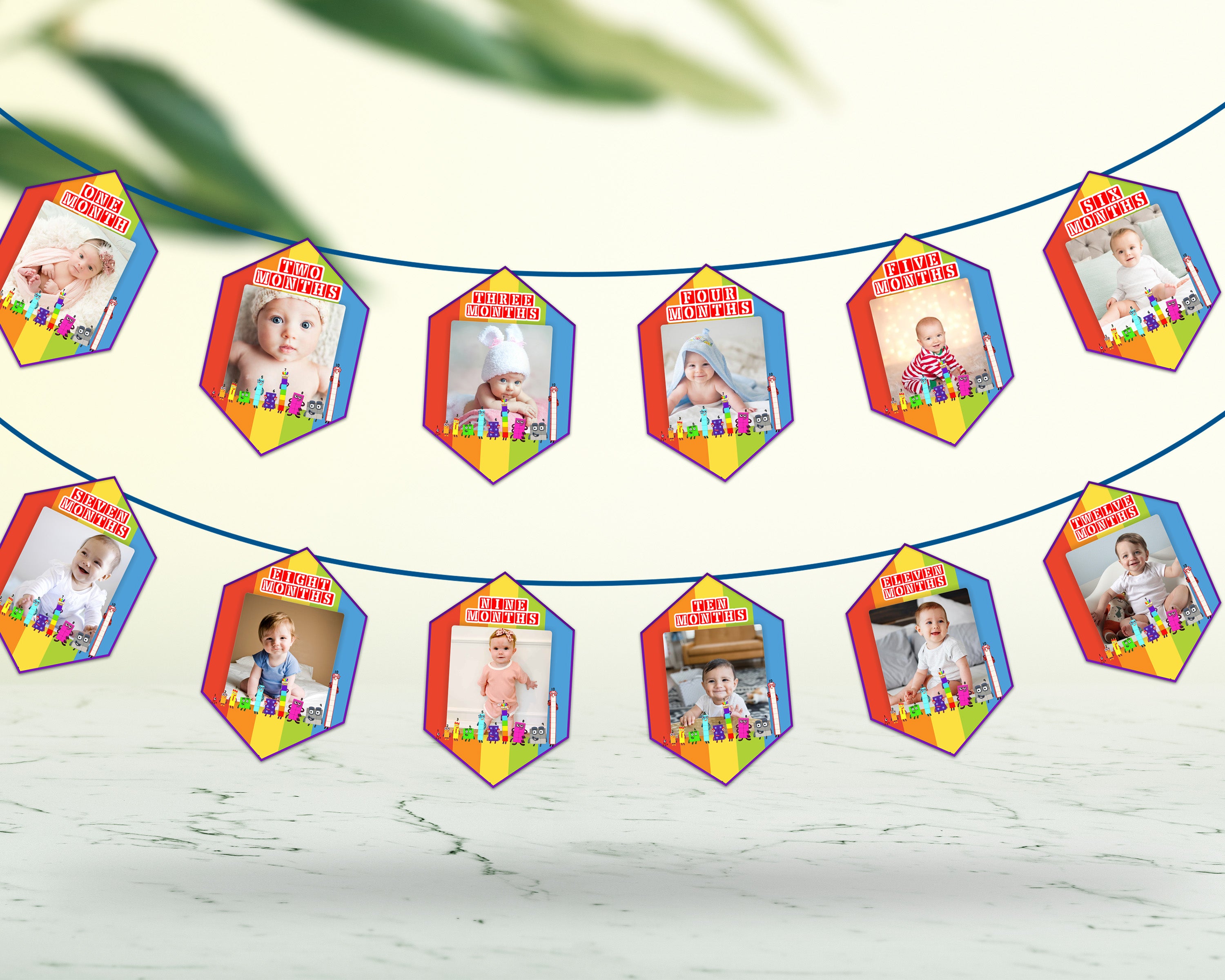 Number Blocks Theme 12 Months Photo Banner