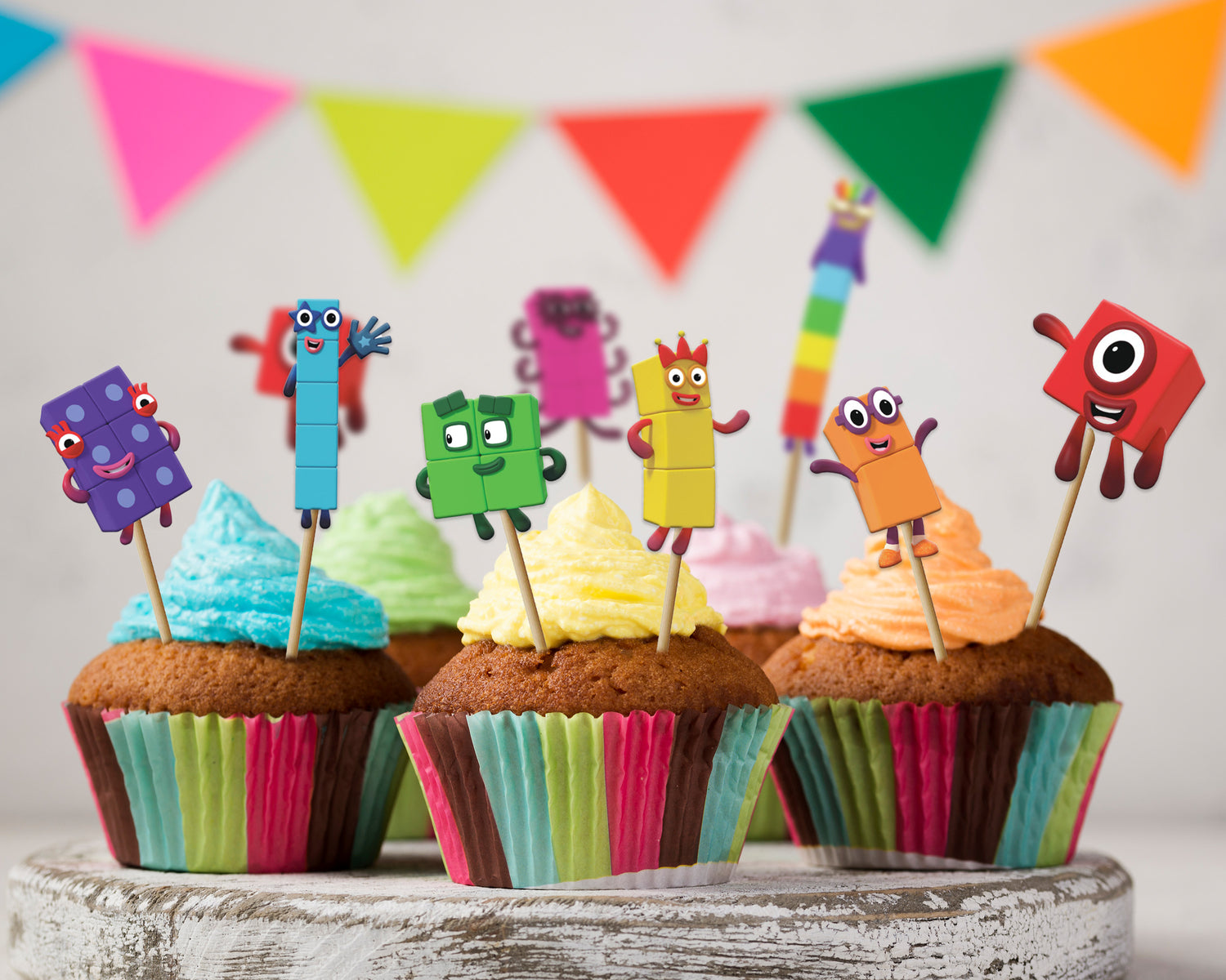 Number Blocks Theme Cup Cake Topper - image 1 of 3 | Party Supplies India