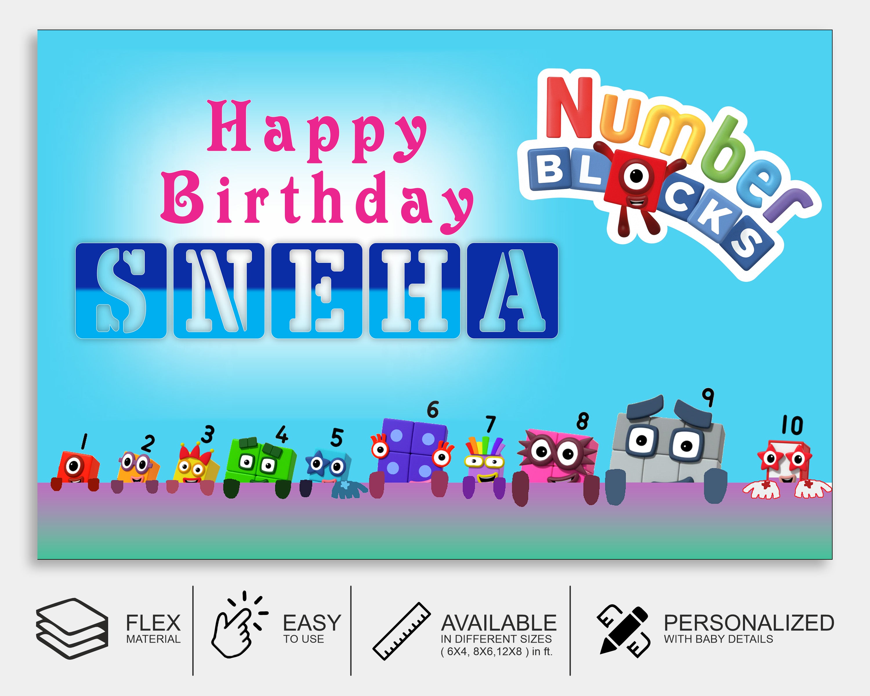 Number Blocks Theme Customized Backdrop