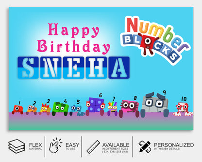 Number Blocks Theme Customized Backdrop