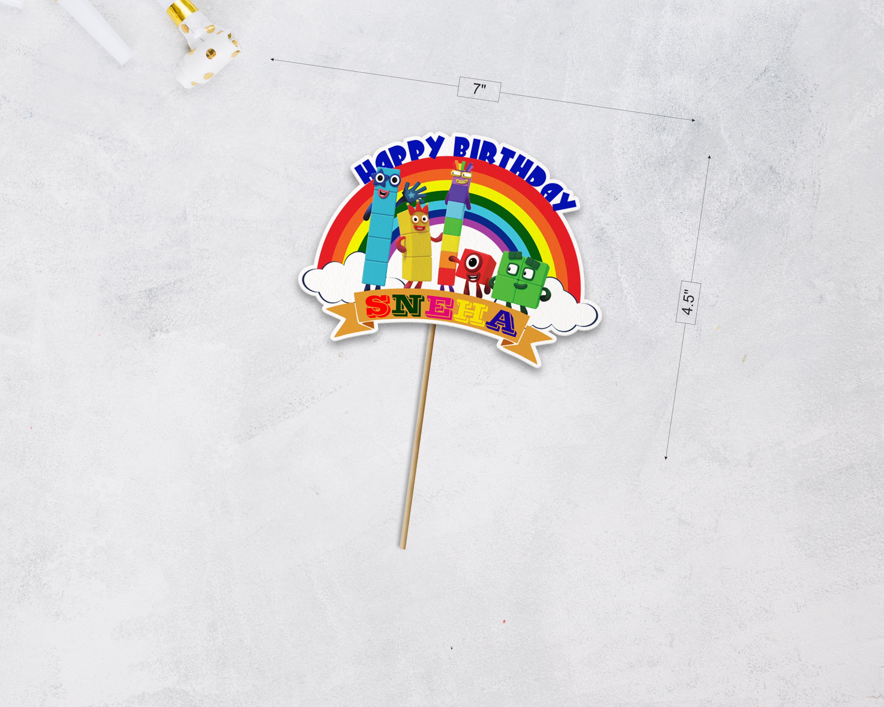 Number Blocks Theme Customized Cake Topper