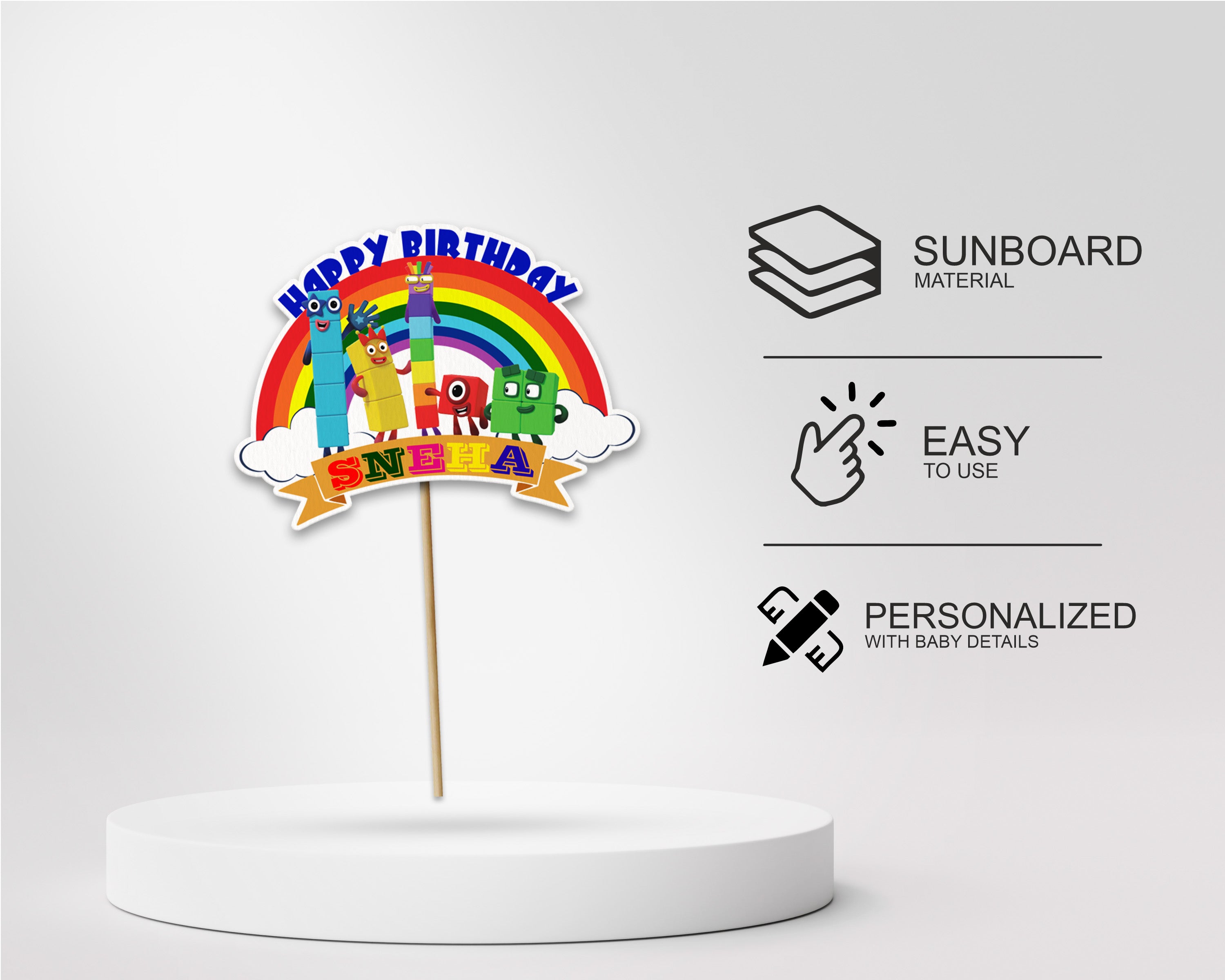 Number Blocks Theme Customized Cake Topper