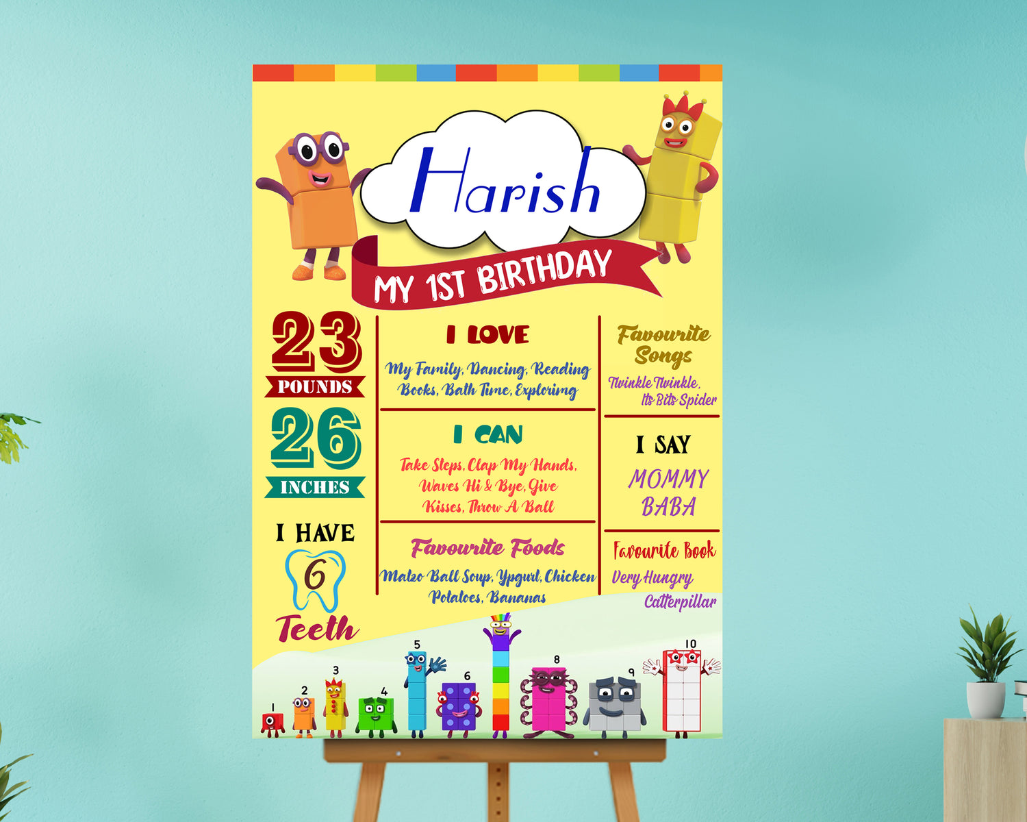 Number Blocks Theme Customized Chalk Board - image 1 of 3 | Party Supplies India