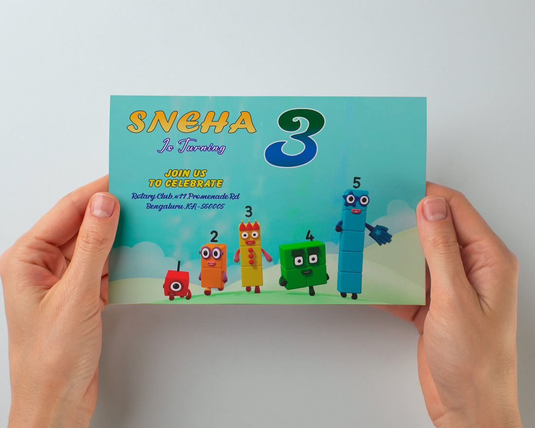 Number Blocks Theme Customized Invite