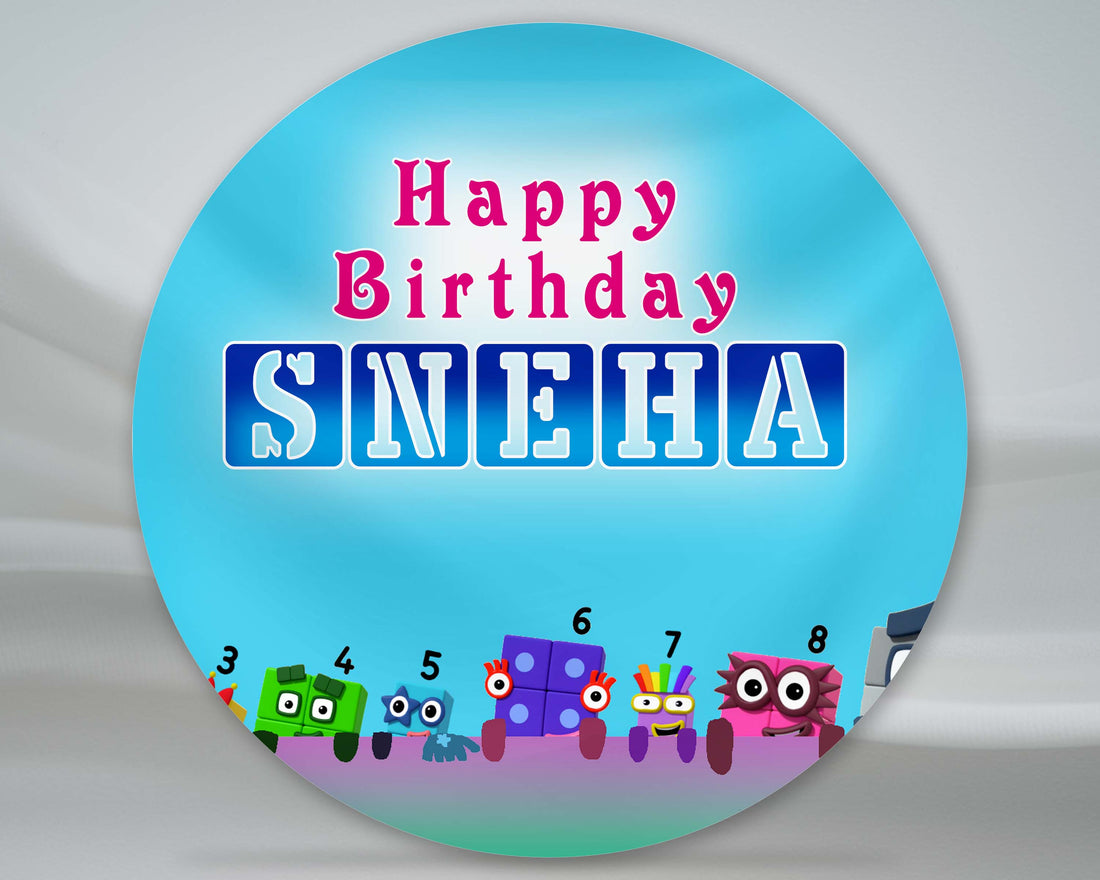 Number Blocks Theme Customized Round Backdrop