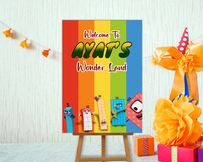 Number Blocks Theme Customized Welcome Board