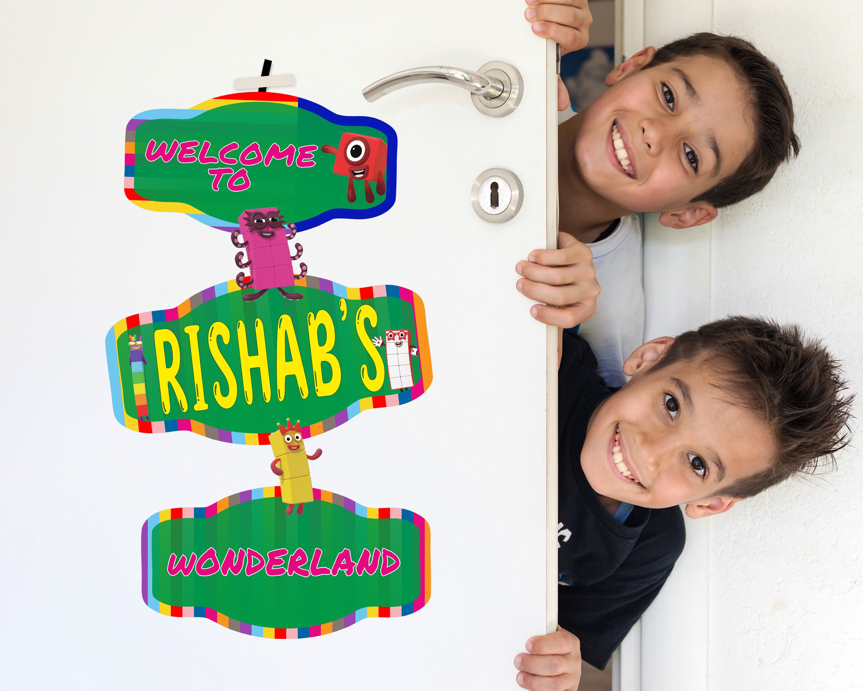 Number Blocks Theme Door Poster