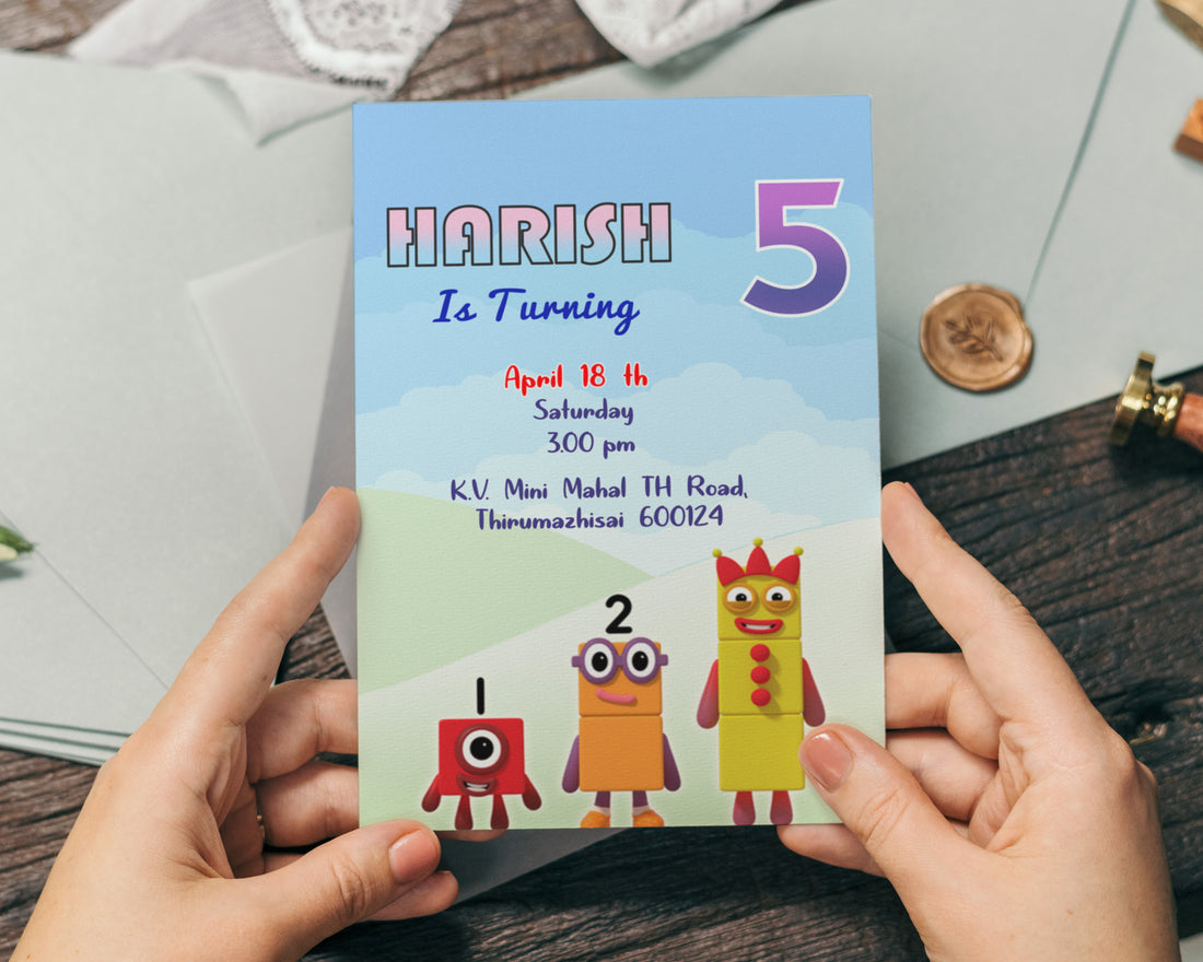 Number Blocks Theme Invite