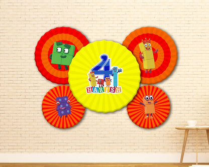 Number Blocks Theme Paper Fan