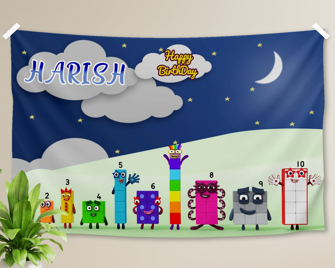 Number Blocks Theme Personalized Backdrop