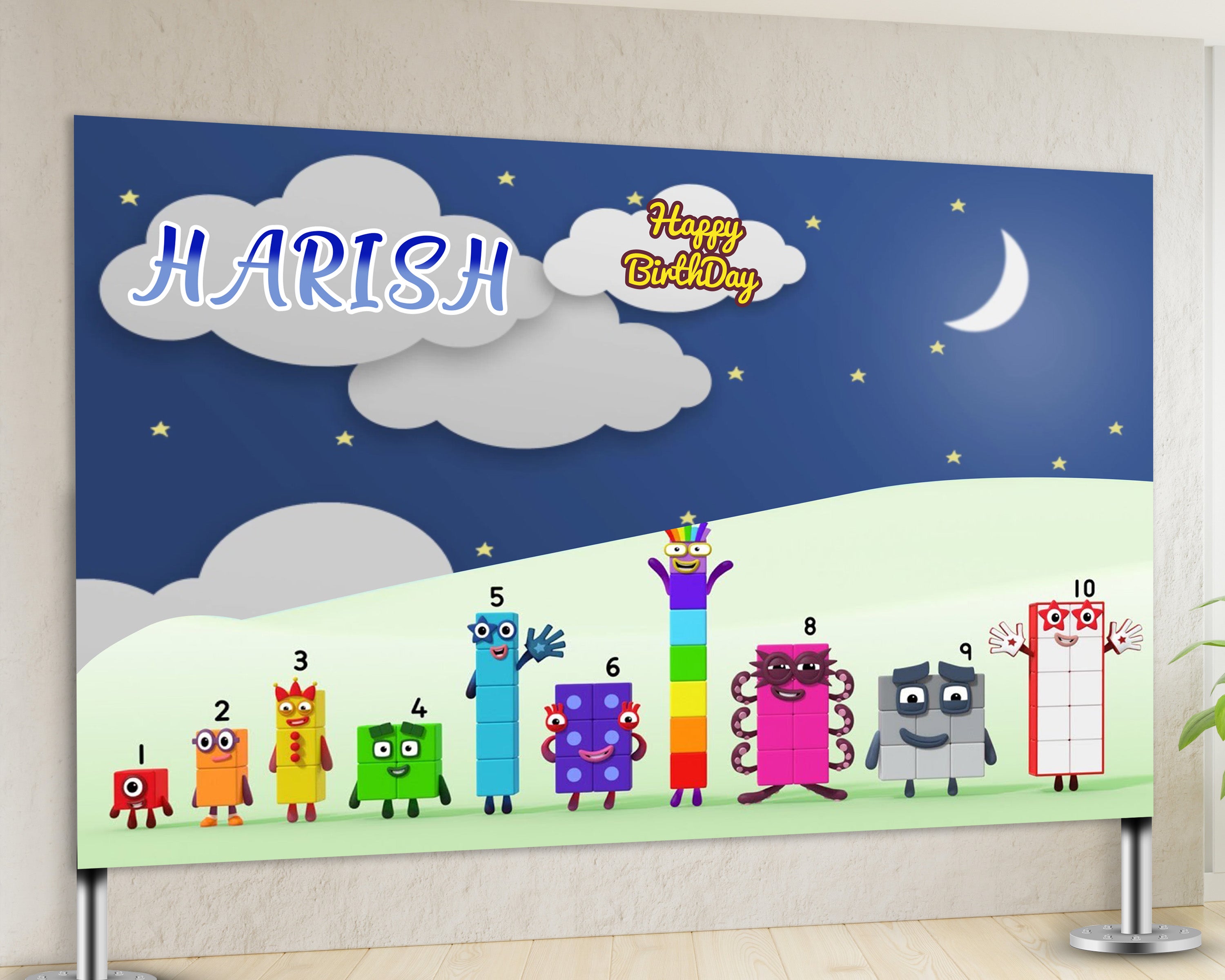 Number Blocks Theme  Personalized Backdrop