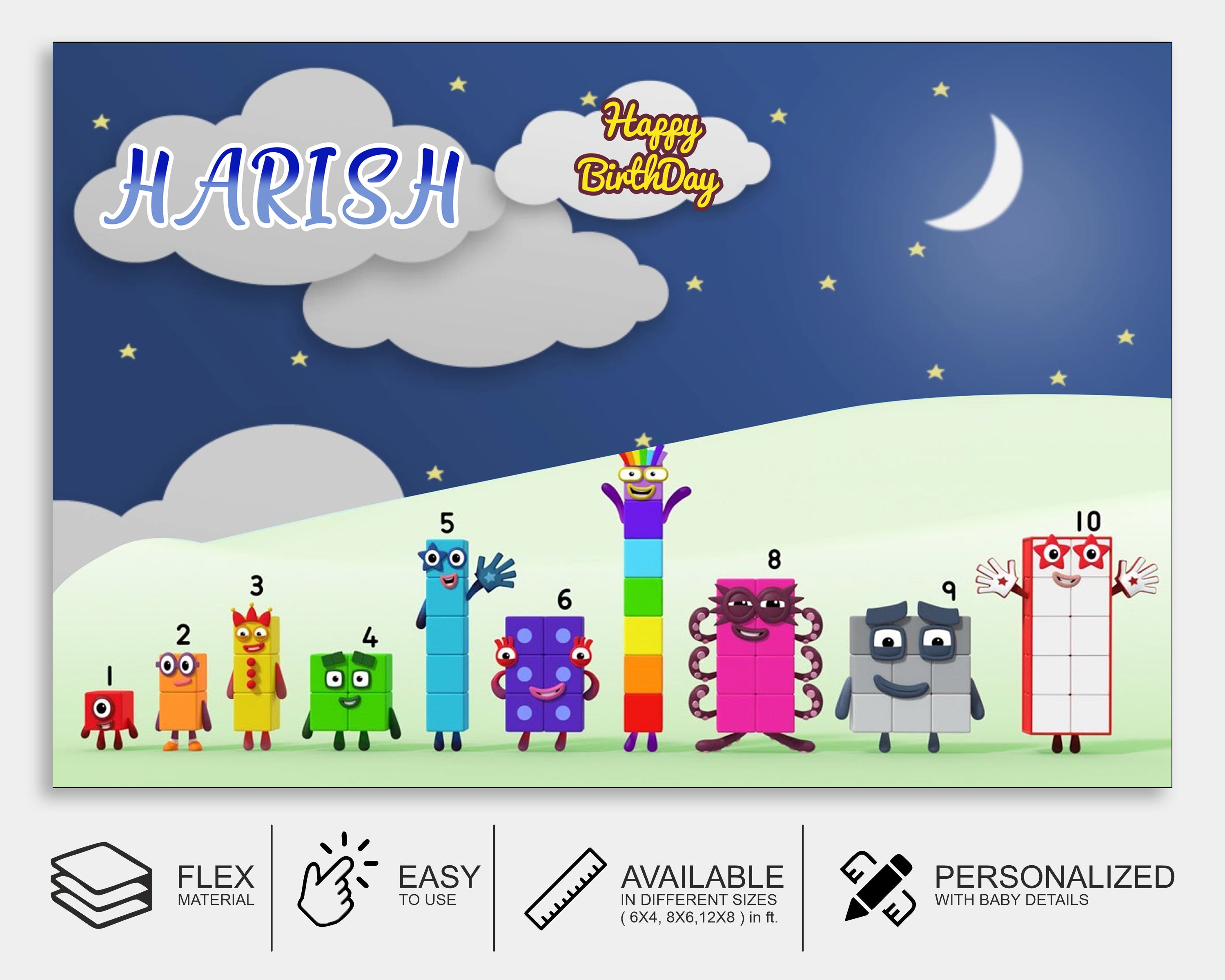 Number Blocks Theme  Personalized Backdrop