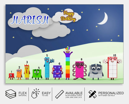 Number Blocks Theme  Personalized Backdrop