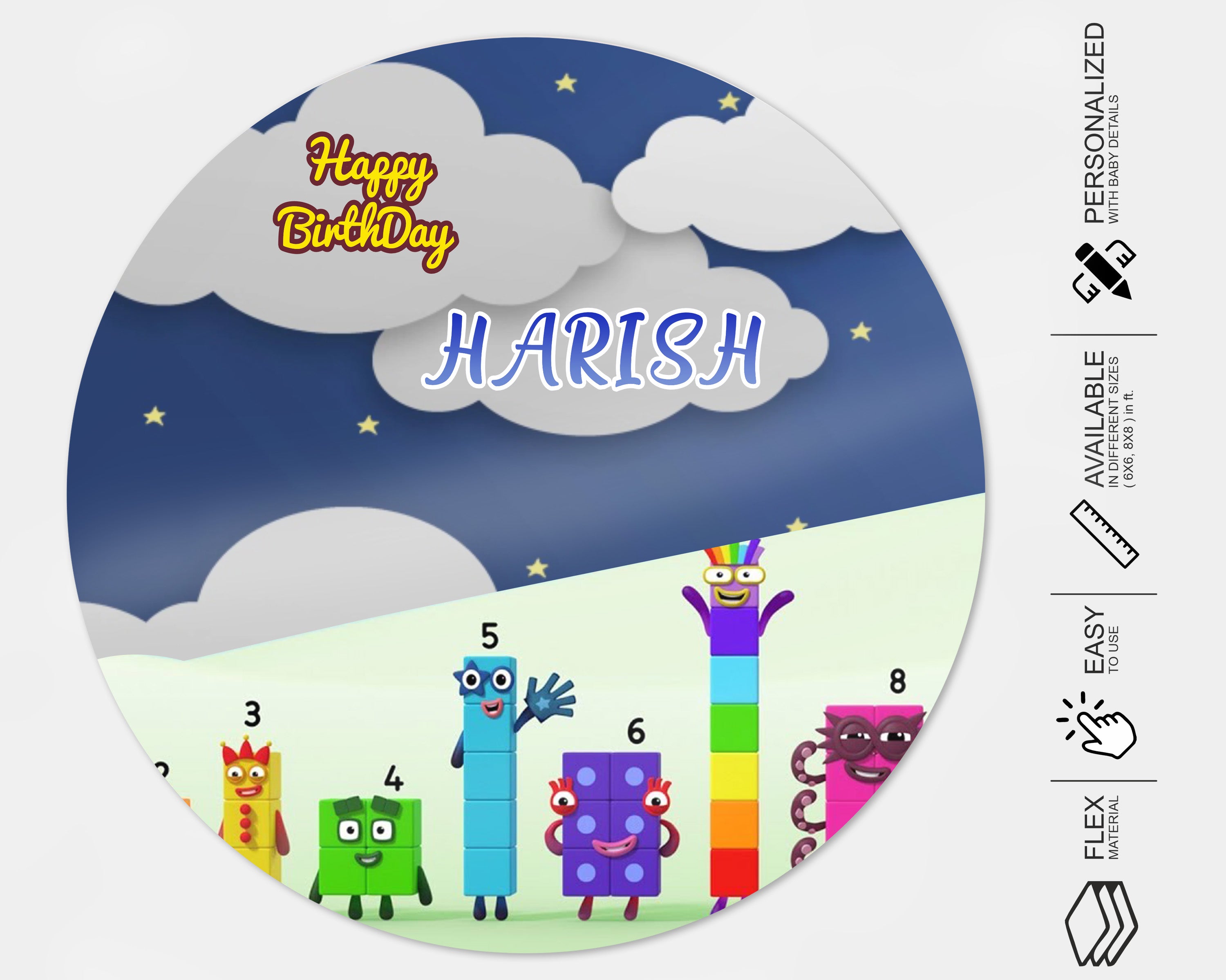 Number Blocks Theme  Personalized Backdrop