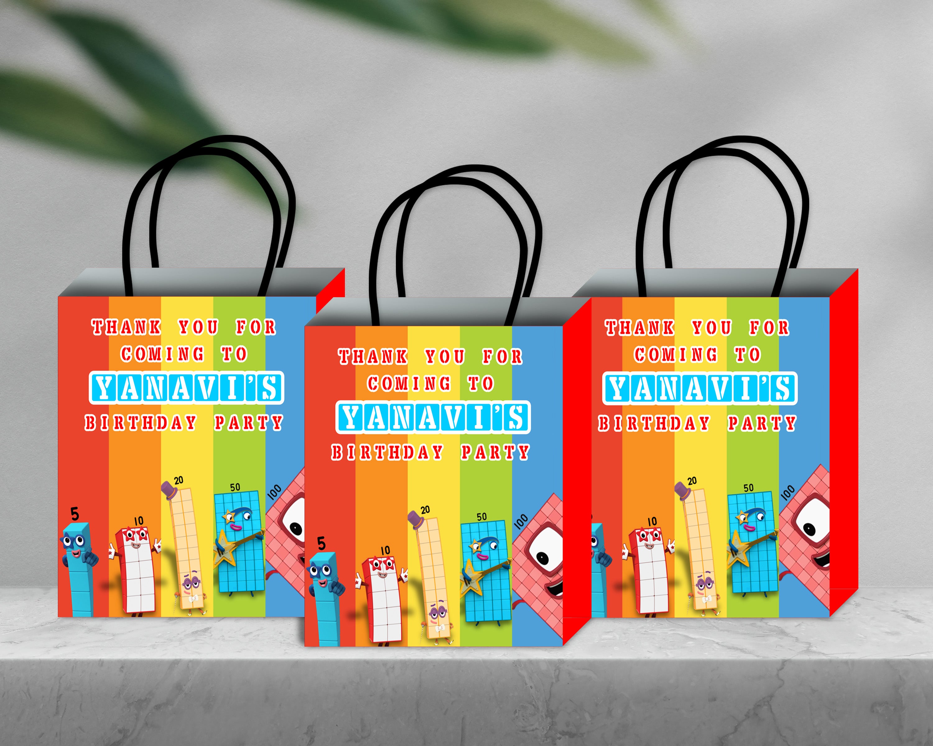Number Blocks Theme Return Gift Bag