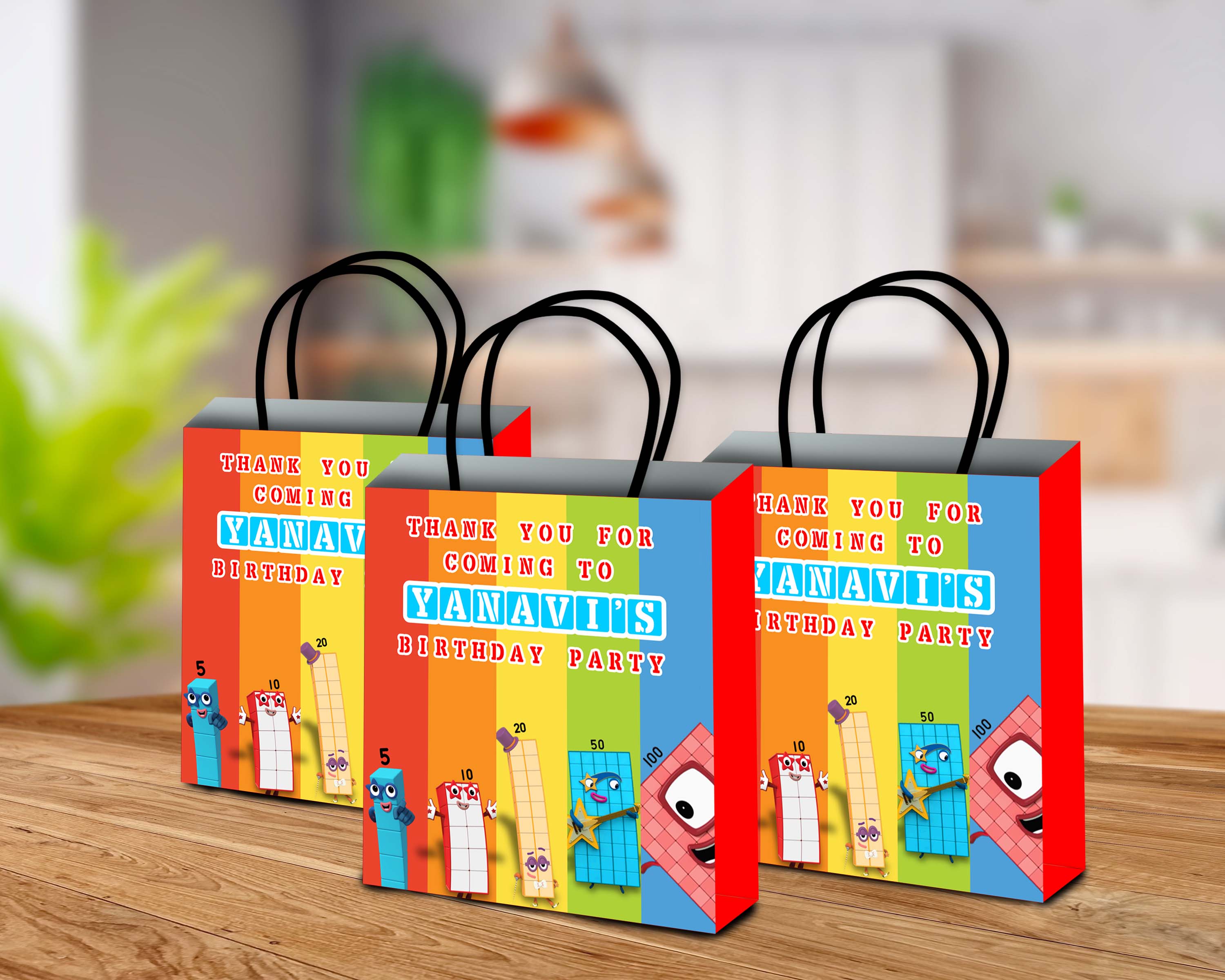 Number Blocks Theme Return Gift Bag