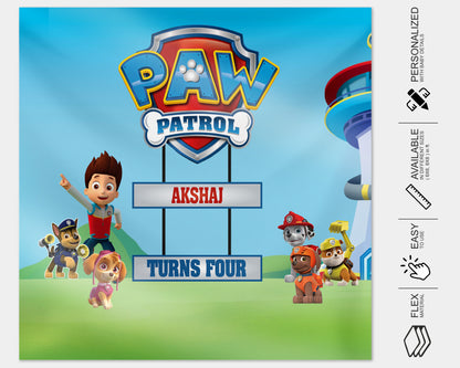 PSI Paw Patrol Theme Customized Square Backdrop