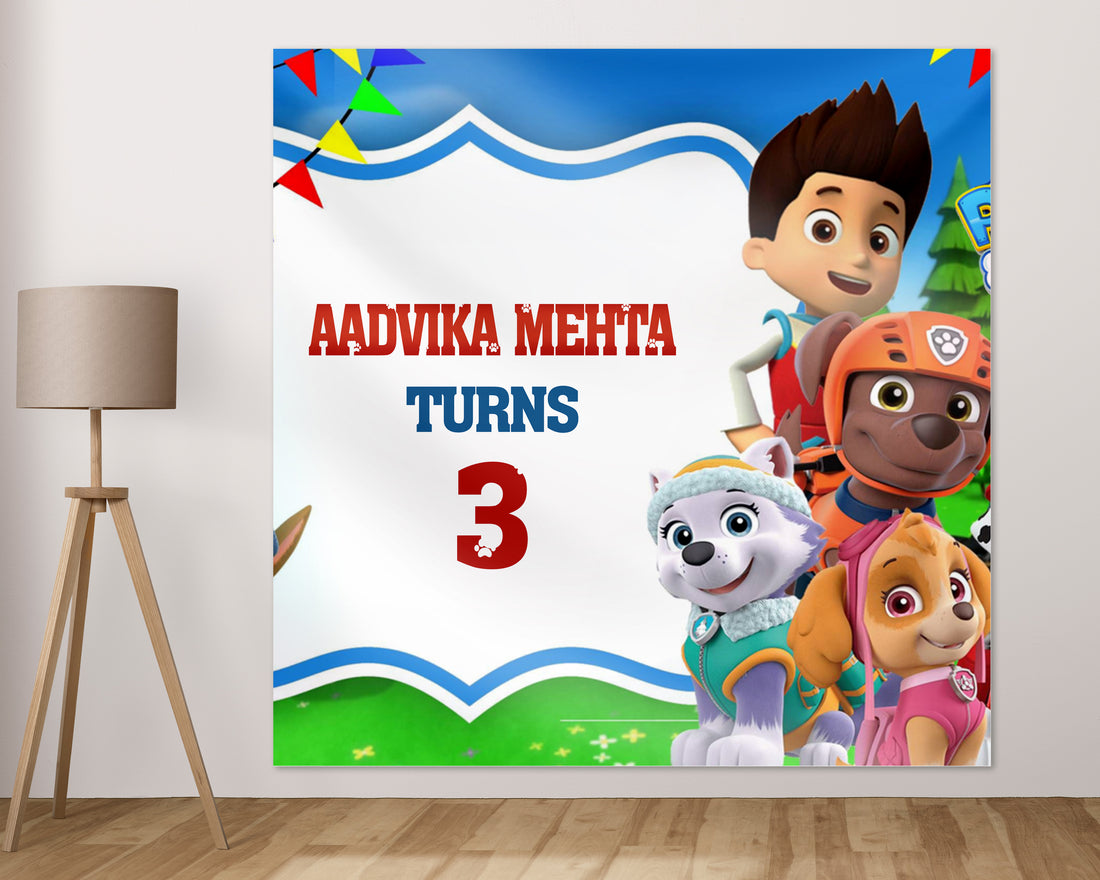 Paw Patrol Theme Personalized Square Backdrop