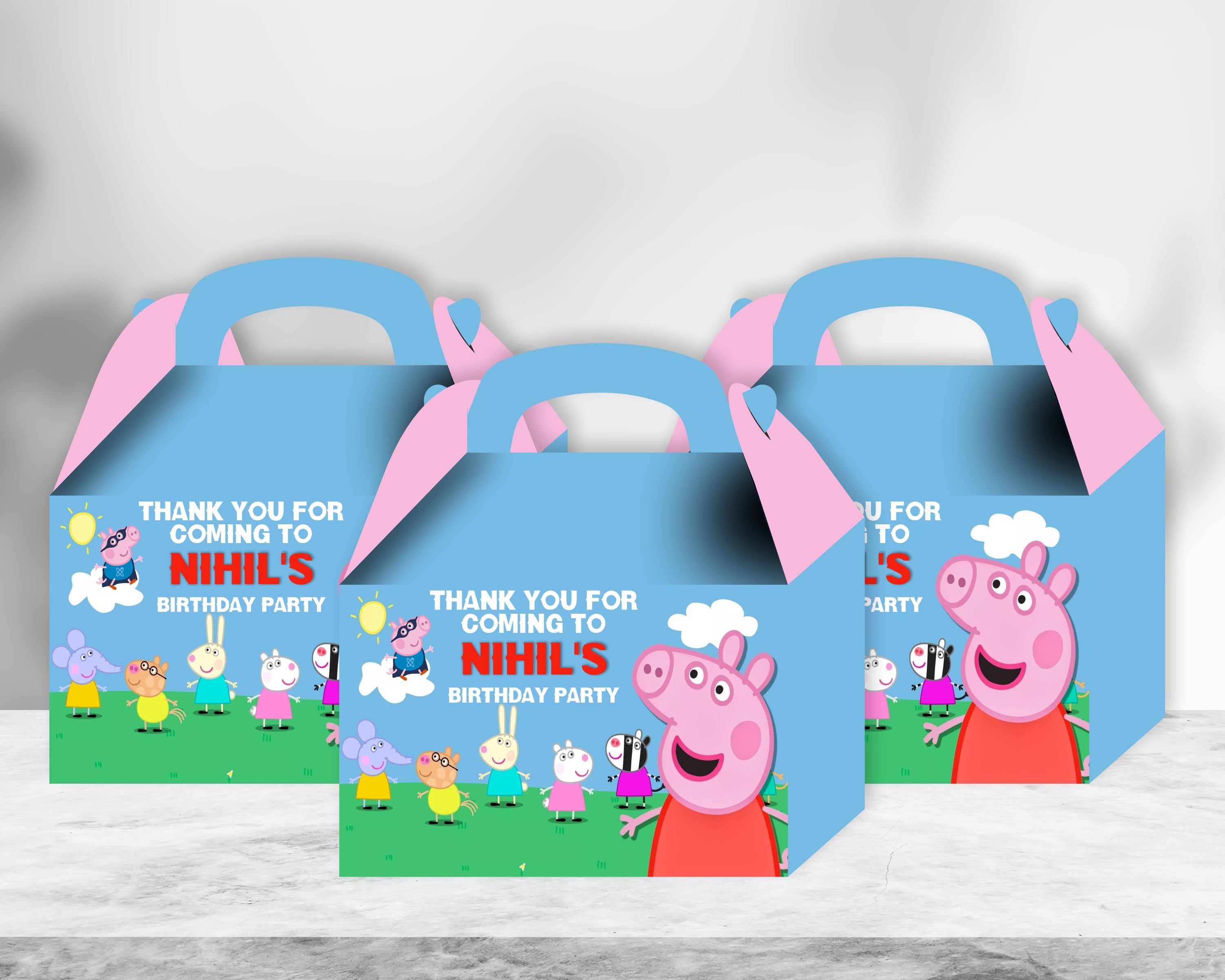 Peppa Pig Theme Personalized Goodie Return Gift Boxes