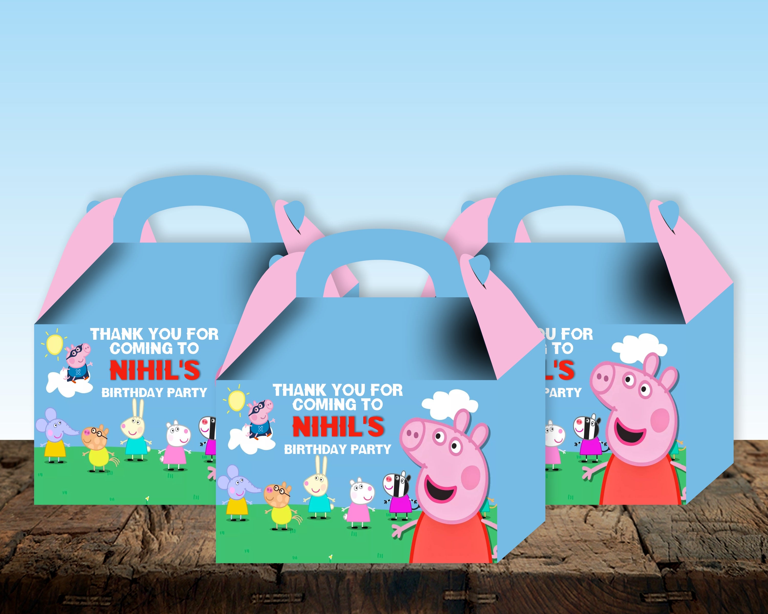 Peppa Pig Theme Personalized Goodie Return Gift Boxes
