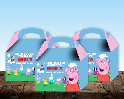 Peppa Pig Theme Personalized Goodie Return Gift Boxes