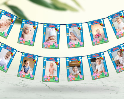 PSI Peppa Pig Theme Customized 12 Months Photo Banner