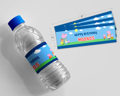 Peppa Pig Theme Customized Water Bottle Sticker