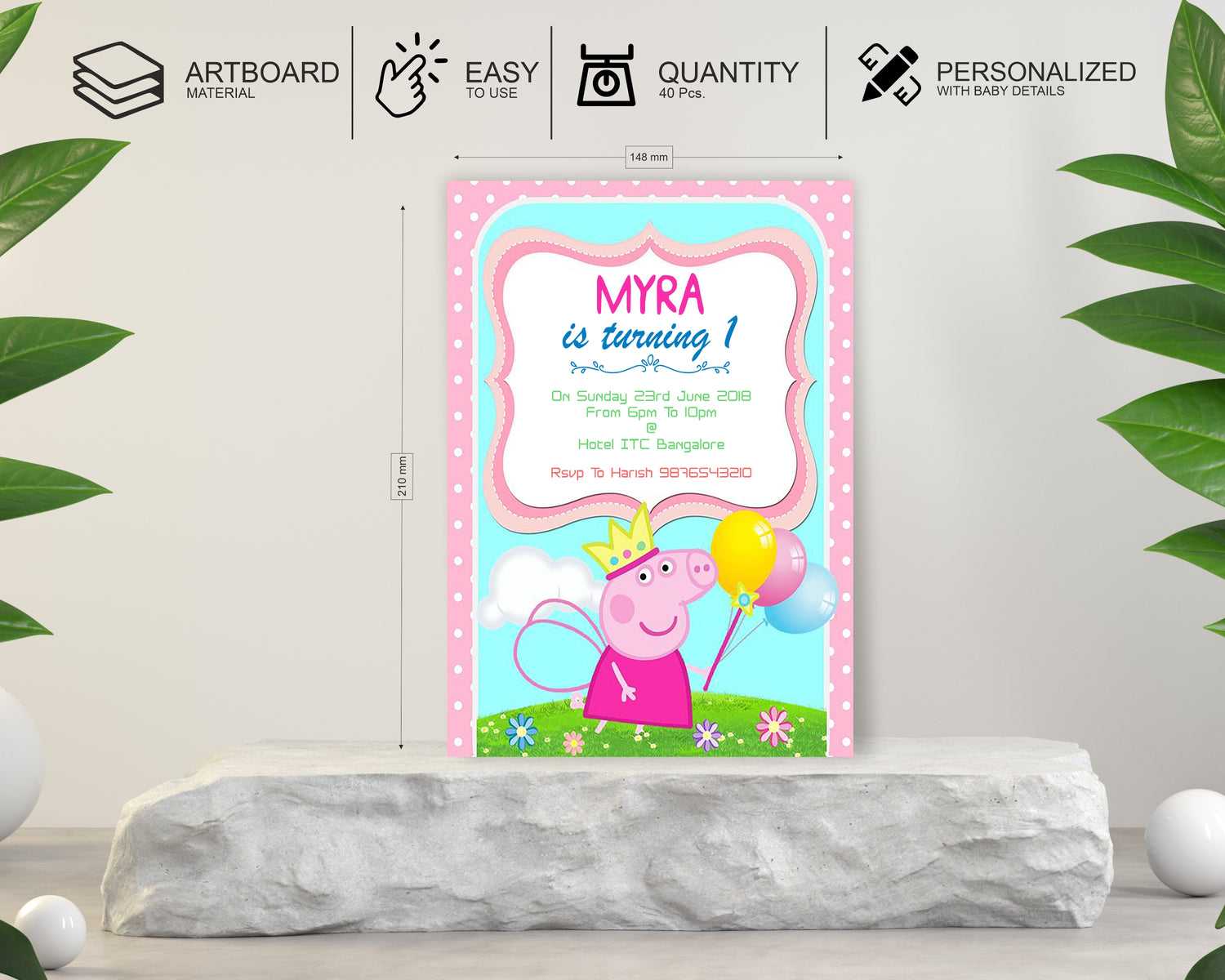 PSI Peppa Pig Theme Customized Invite