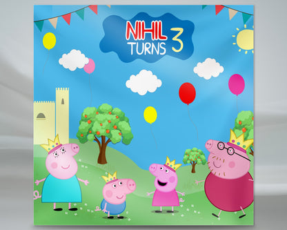 Peppa Pig Theme Customized Square Backdrop