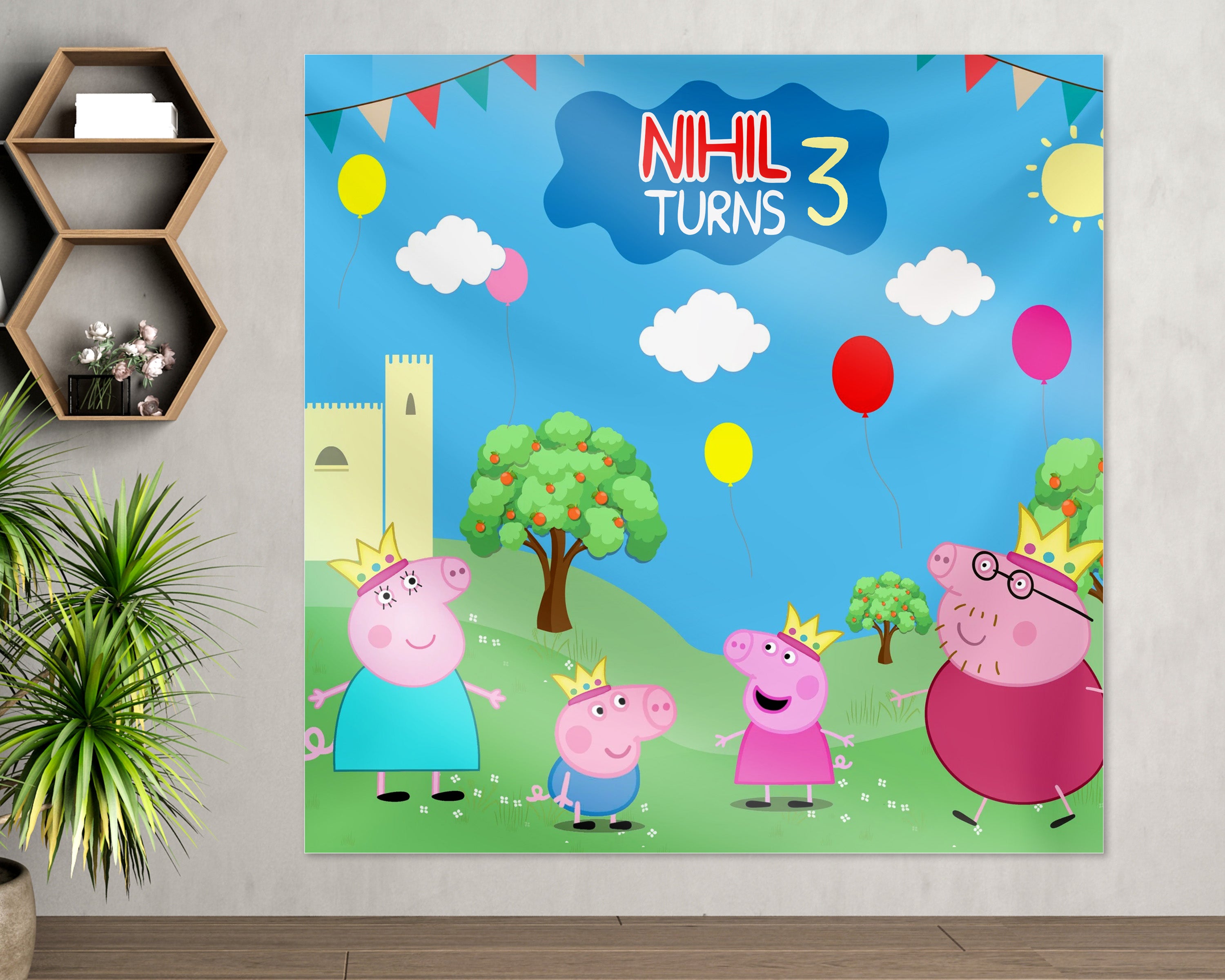 Peppa Pig Theme Customized Square Backdrop